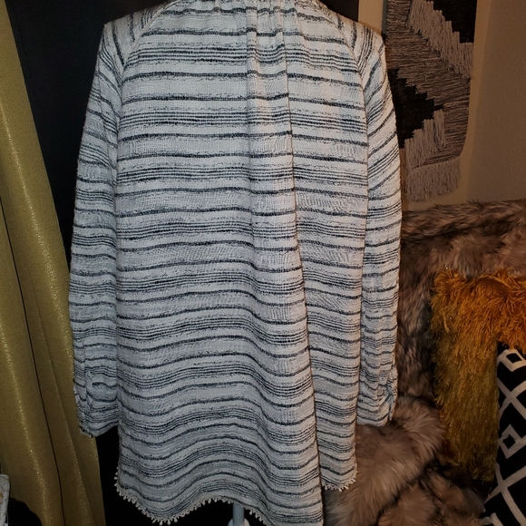 White & Grey Striped Rugged Top - Picture 2 of 7